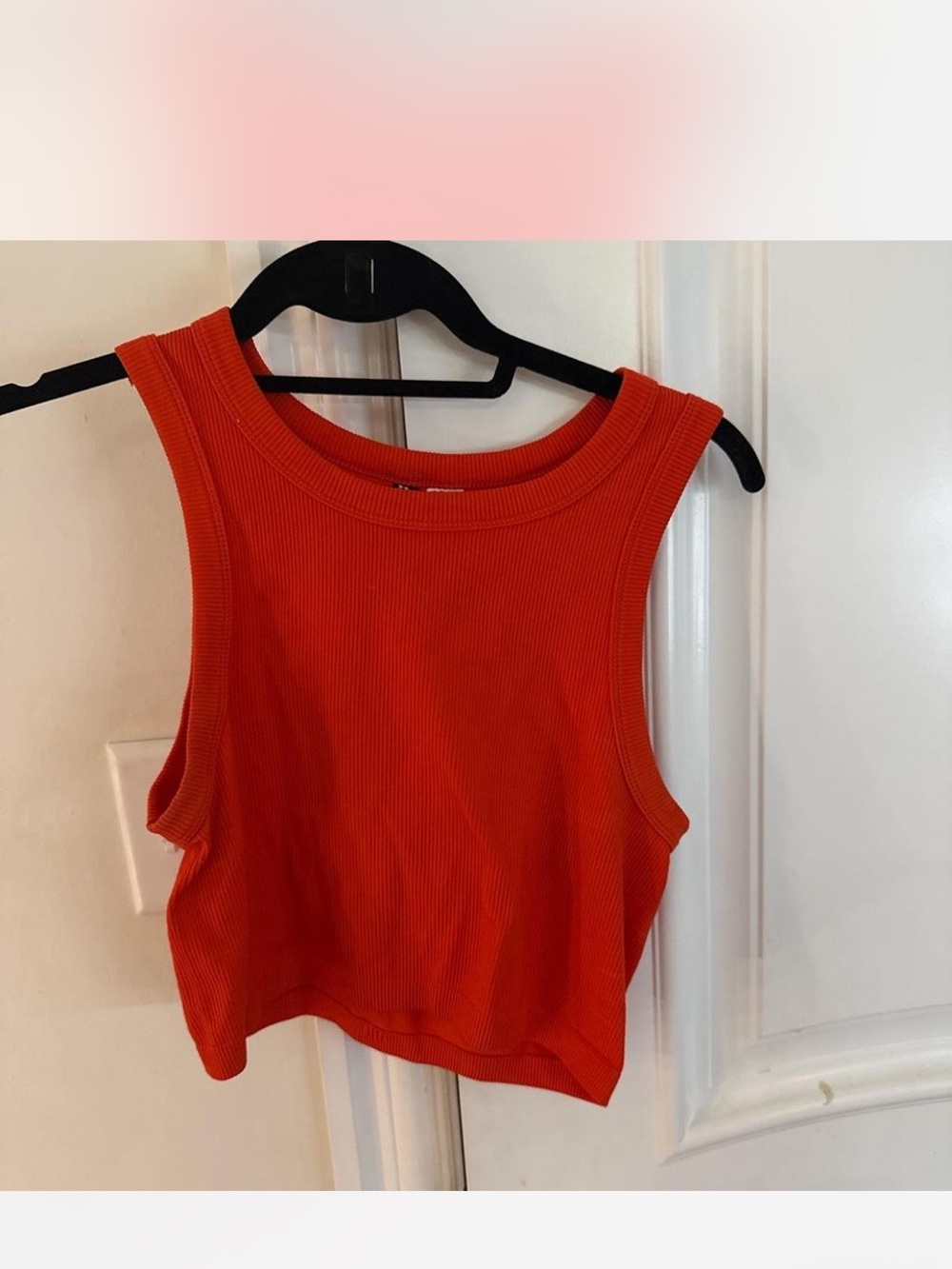 H&M Ribbed Sleeveless Crop Top - Red Orange